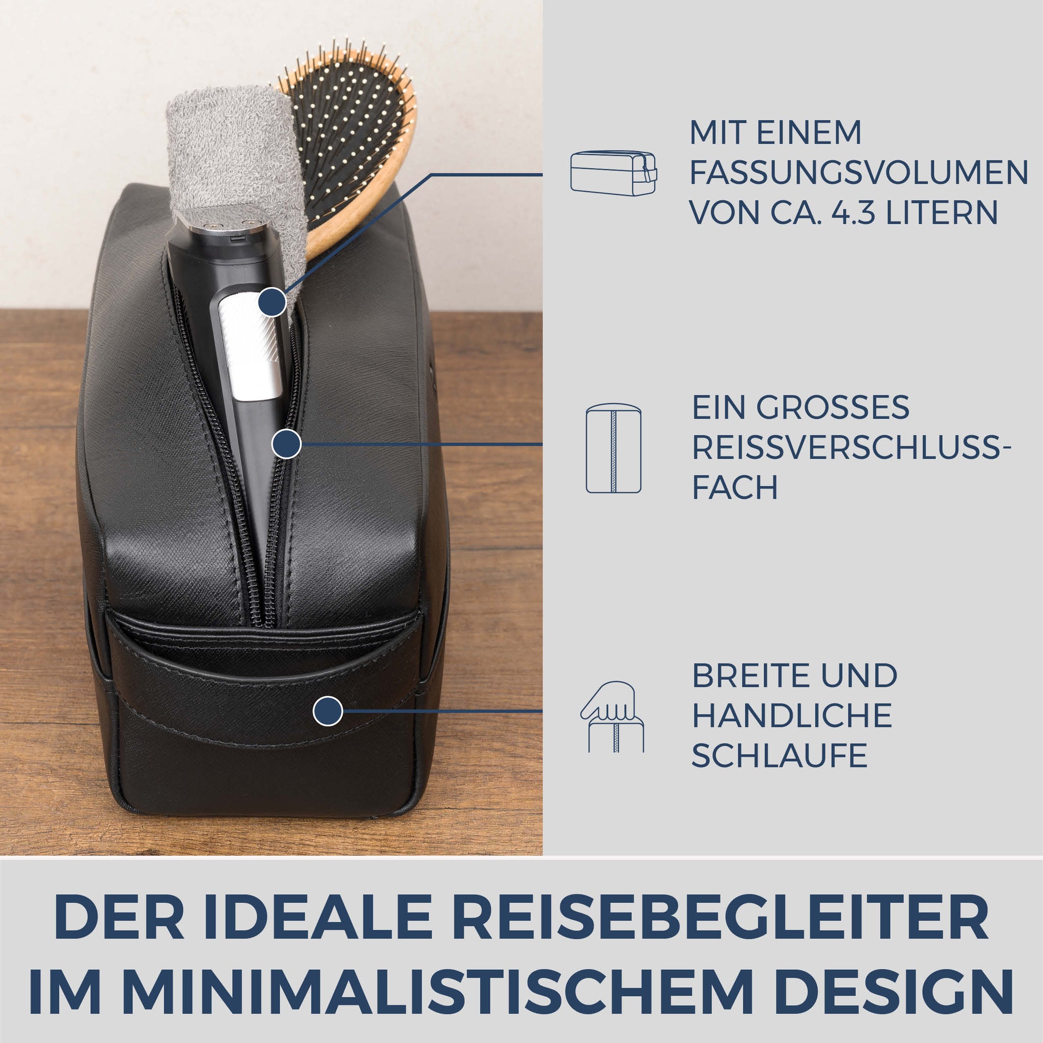 Kulturbeutel mit 1 Hauptfach (Saffiano)