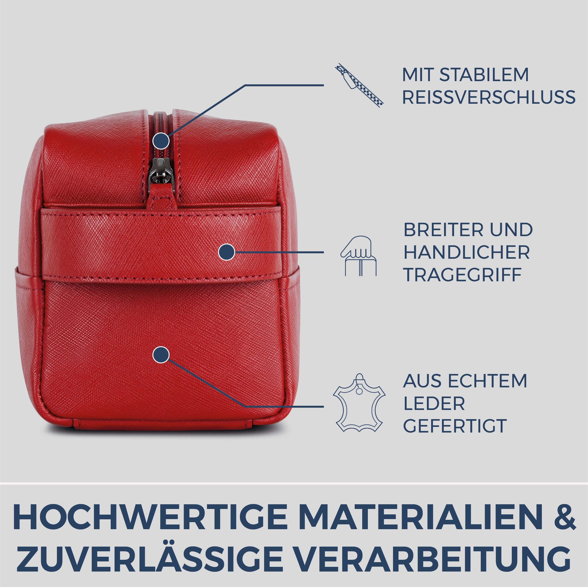 Kulturbeutel mit 1 Hauptfach (Saffiano)