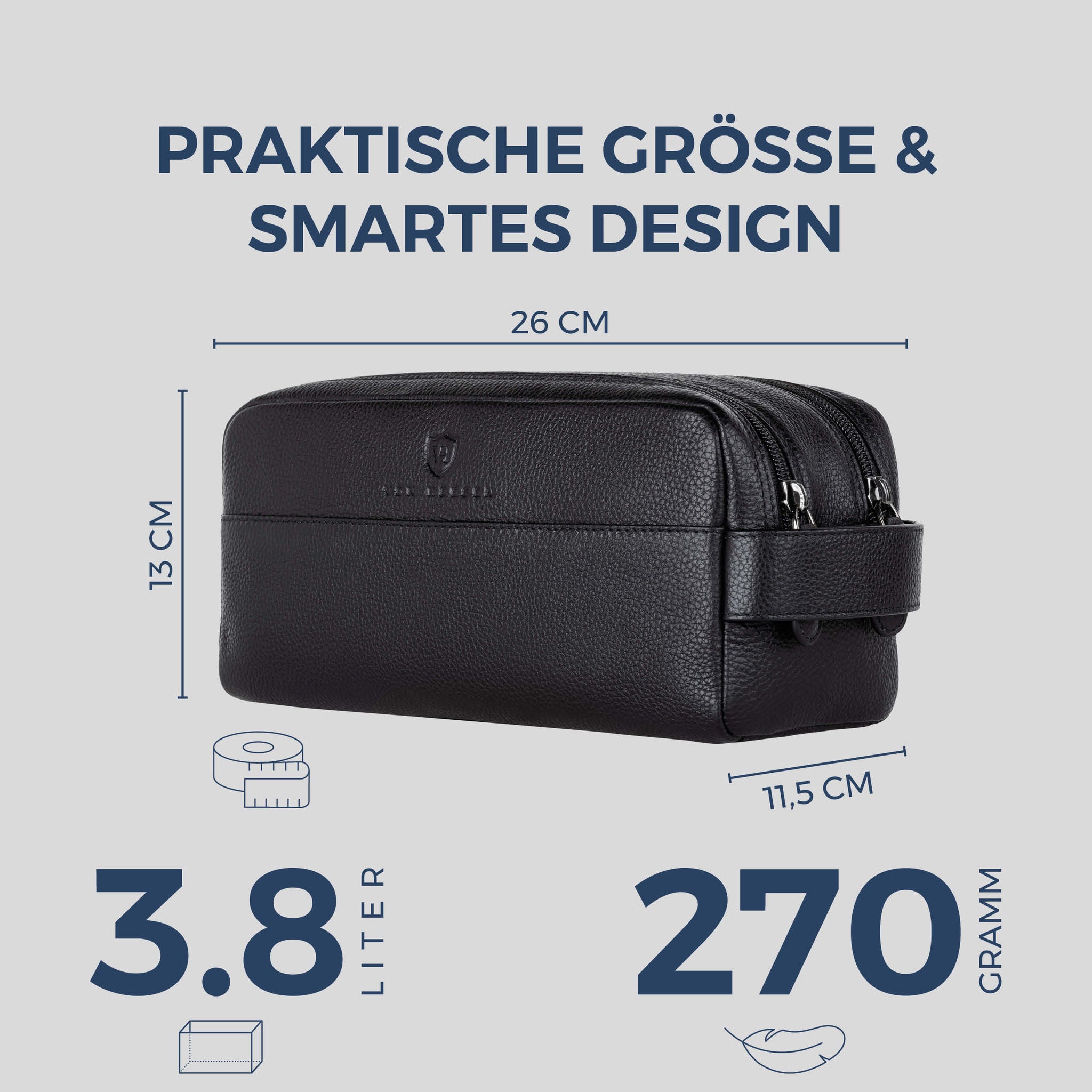 Kulturbeutel mit 2 Hauptfächern (Genarbt)