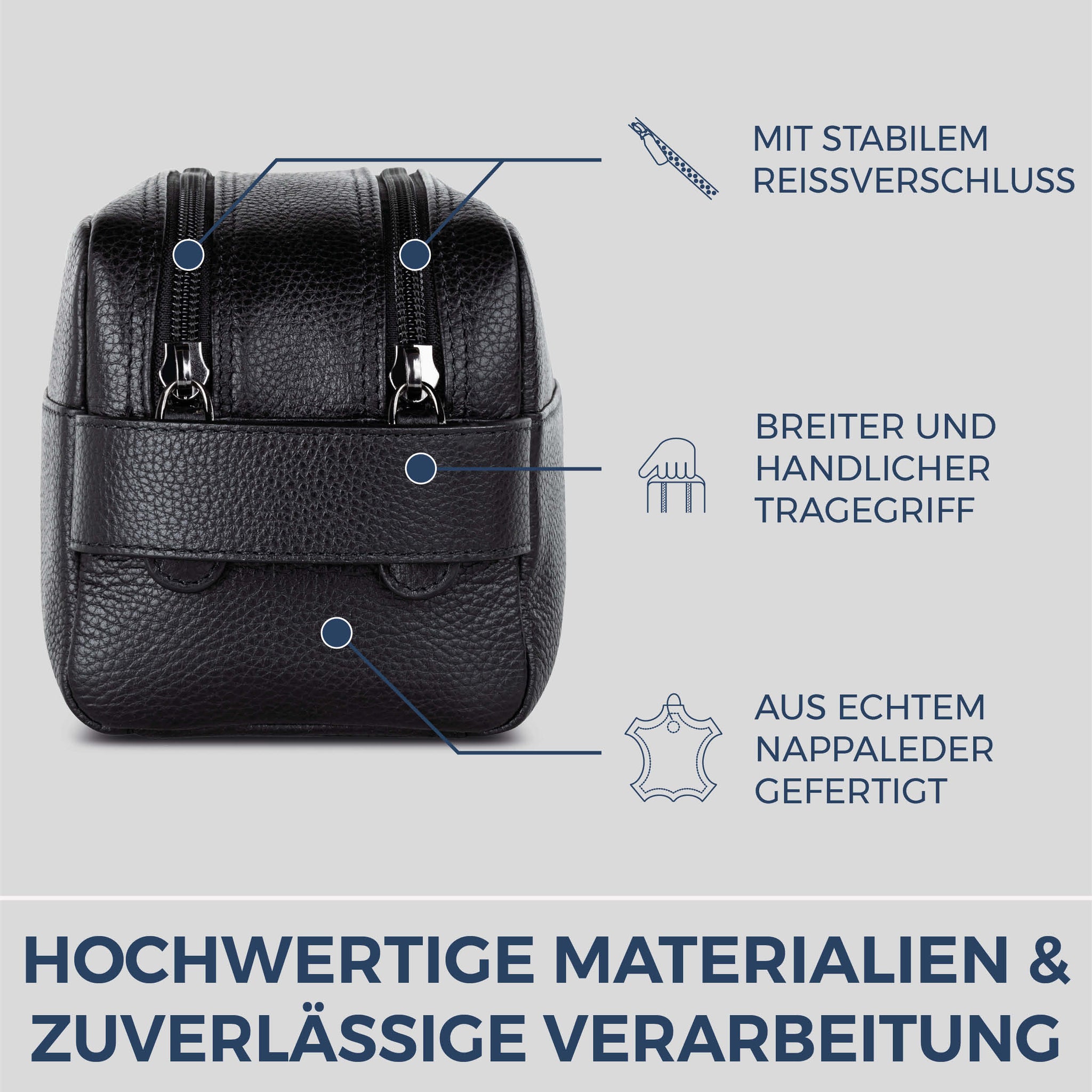 Kulturbeutel mit 2 Hauptfächern (Genarbt)