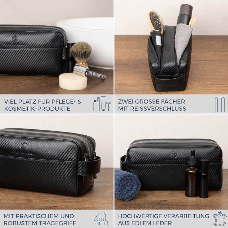 Kulturbeutel mit 2 Hauptfächern (Carbon)