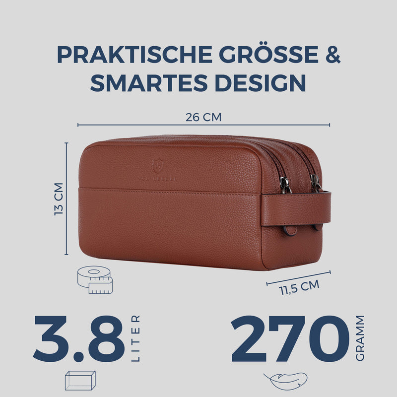 Kulturbeutel mit 2 Hauptfächern (Genarbt)