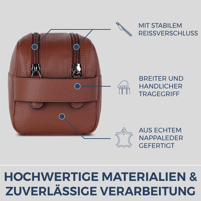 Kulturbeutel mit 2 Hauptfächern (Genarbt)