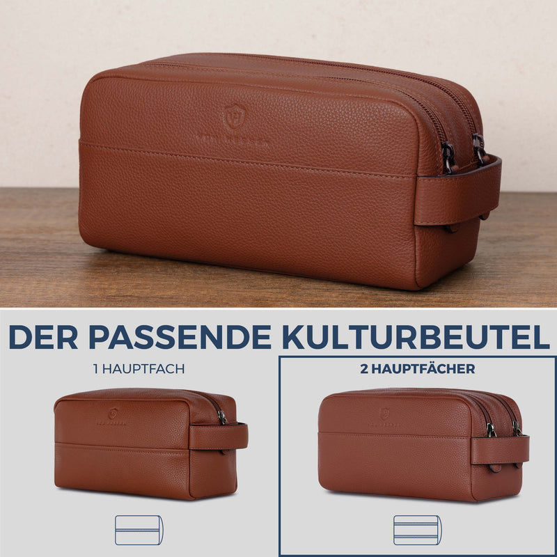 Kulturbeutel mit 2 Hauptfächern (Genarbt)