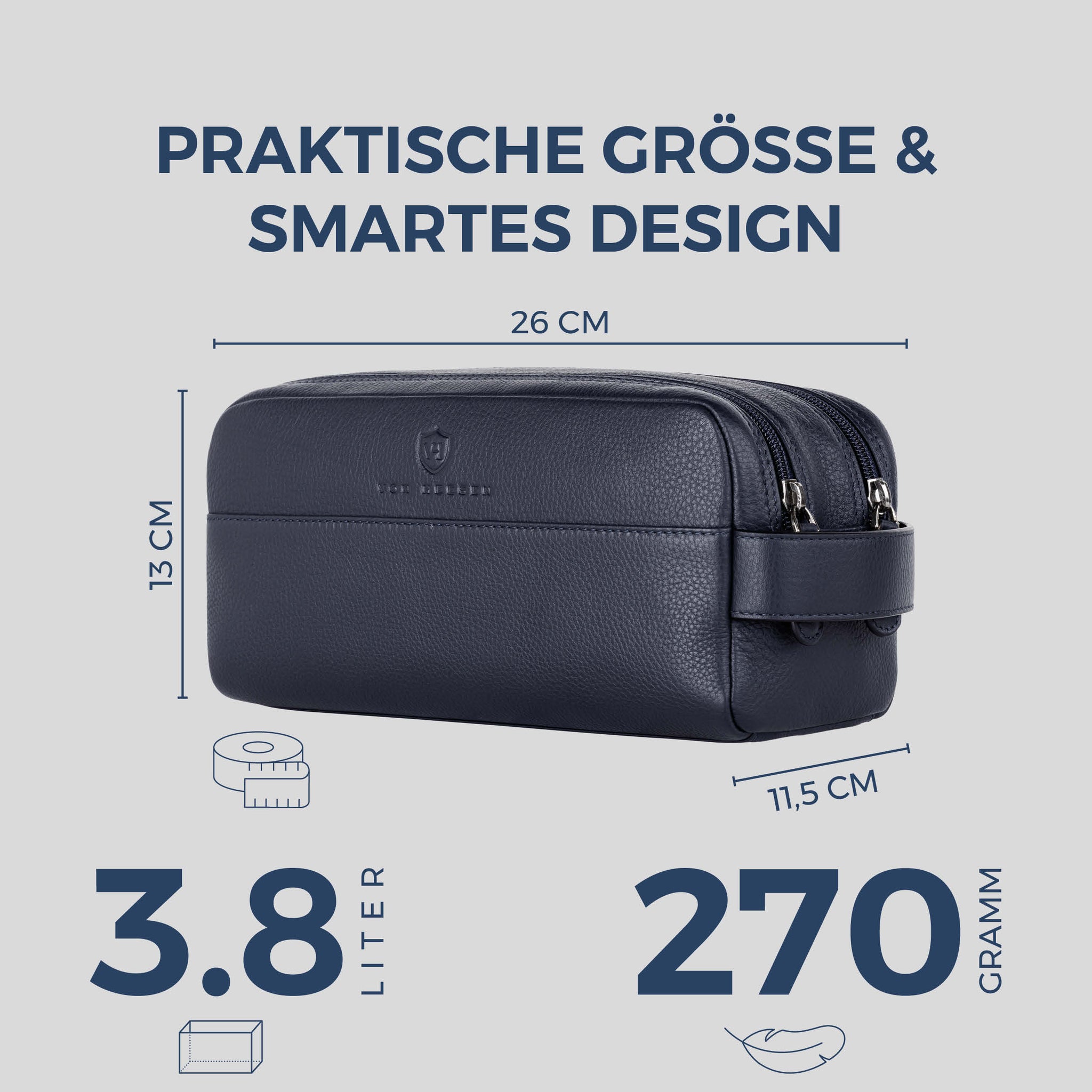 Kulturbeutel mit 2 Hauptfächern (Genarbt)