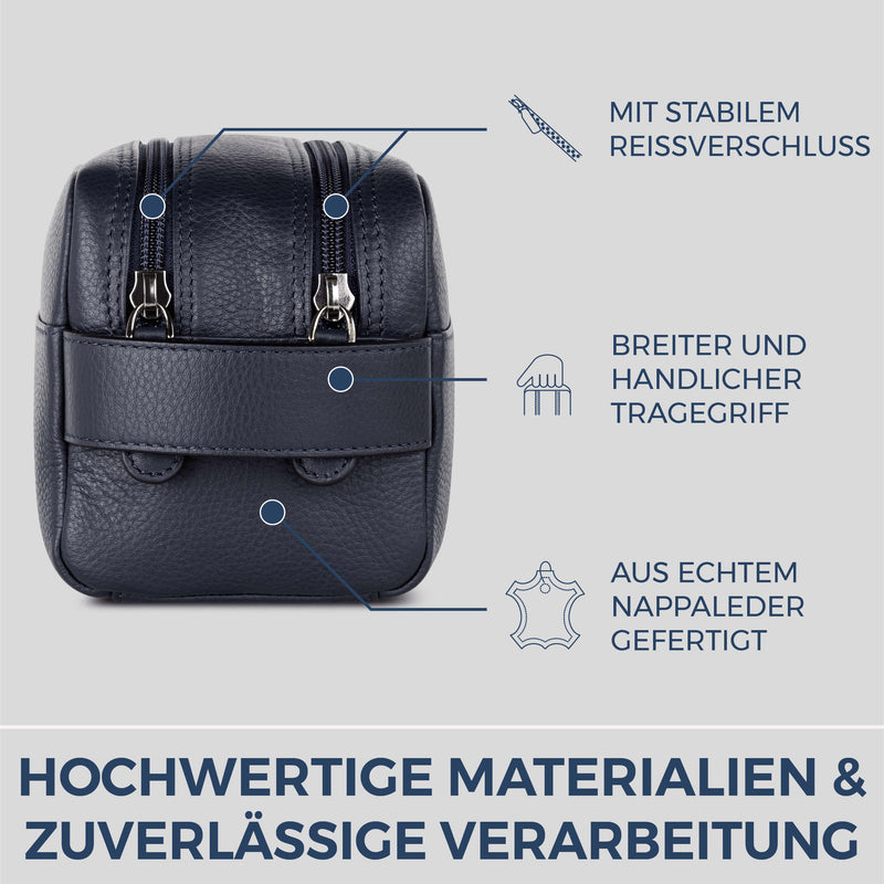 Kulturbeutel mit 2 Hauptfächern (Genarbt)