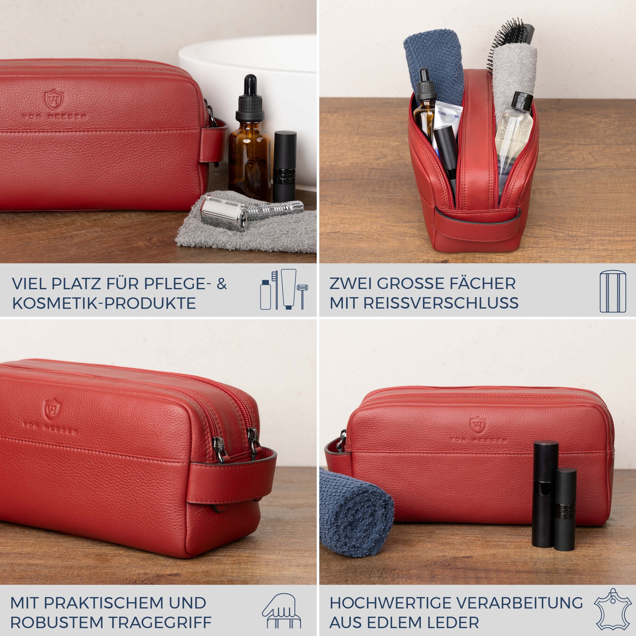 Kulturbeutel mit 2 Hauptfächern (Genarbt)