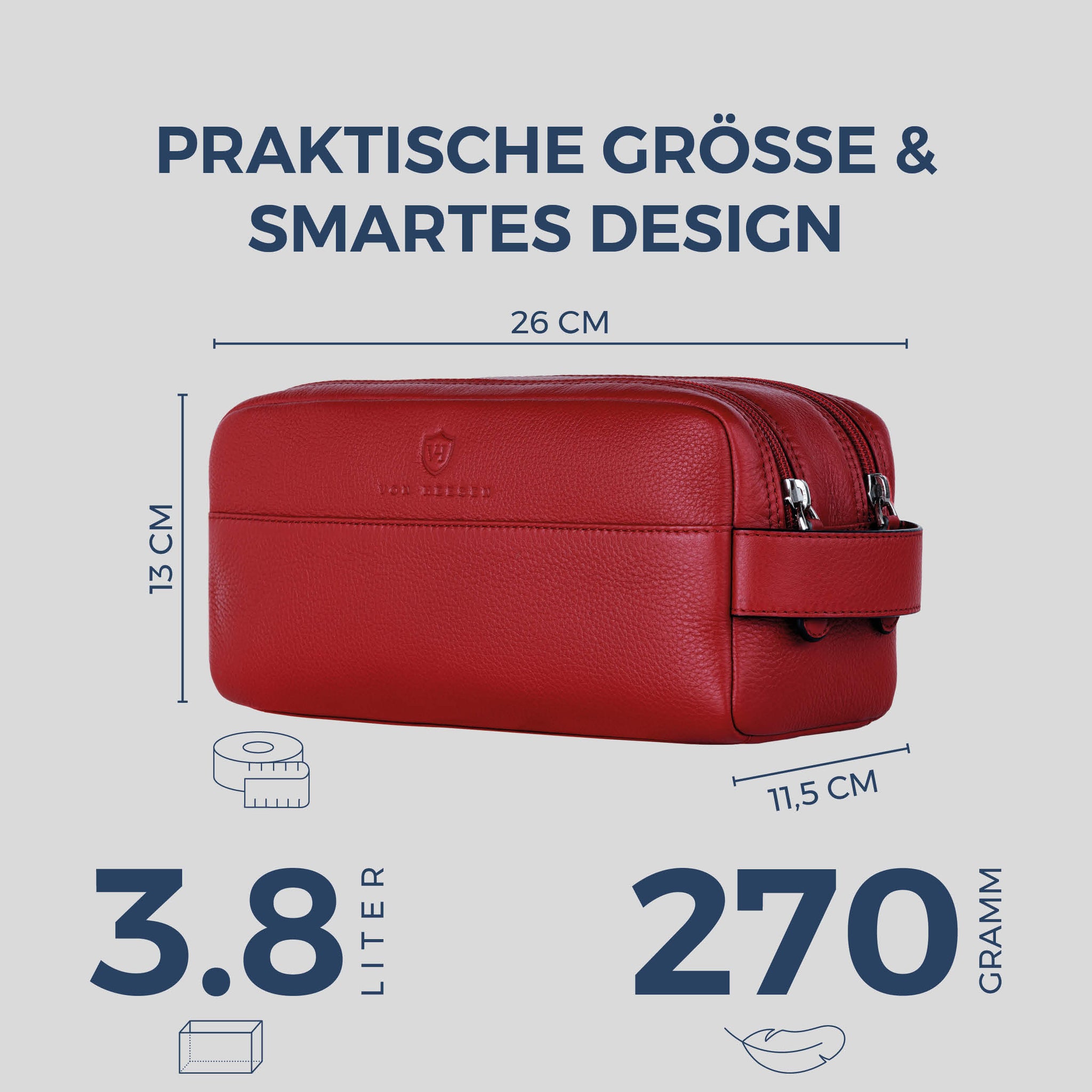 Kulturbeutel mit 2 Hauptfächern (Genarbt)