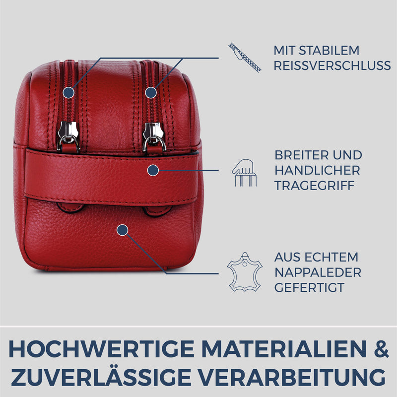 Kulturbeutel mit 2 Hauptfächern (Genarbt)