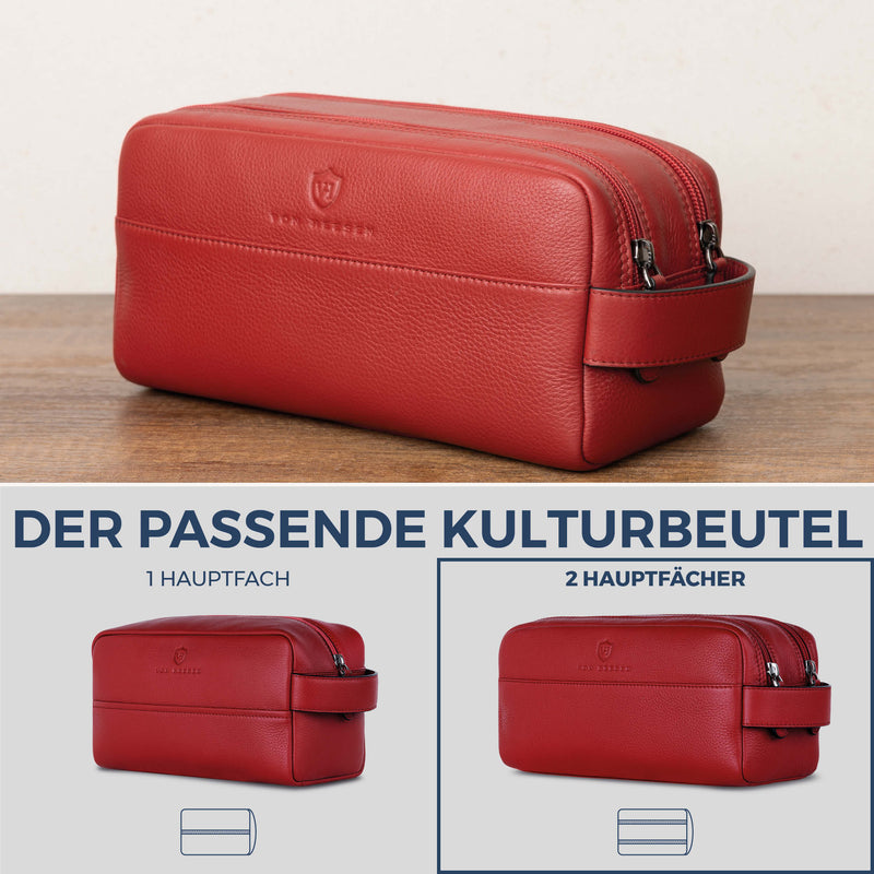 Kulturbeutel mit 2 Hauptfächern (Genarbt)