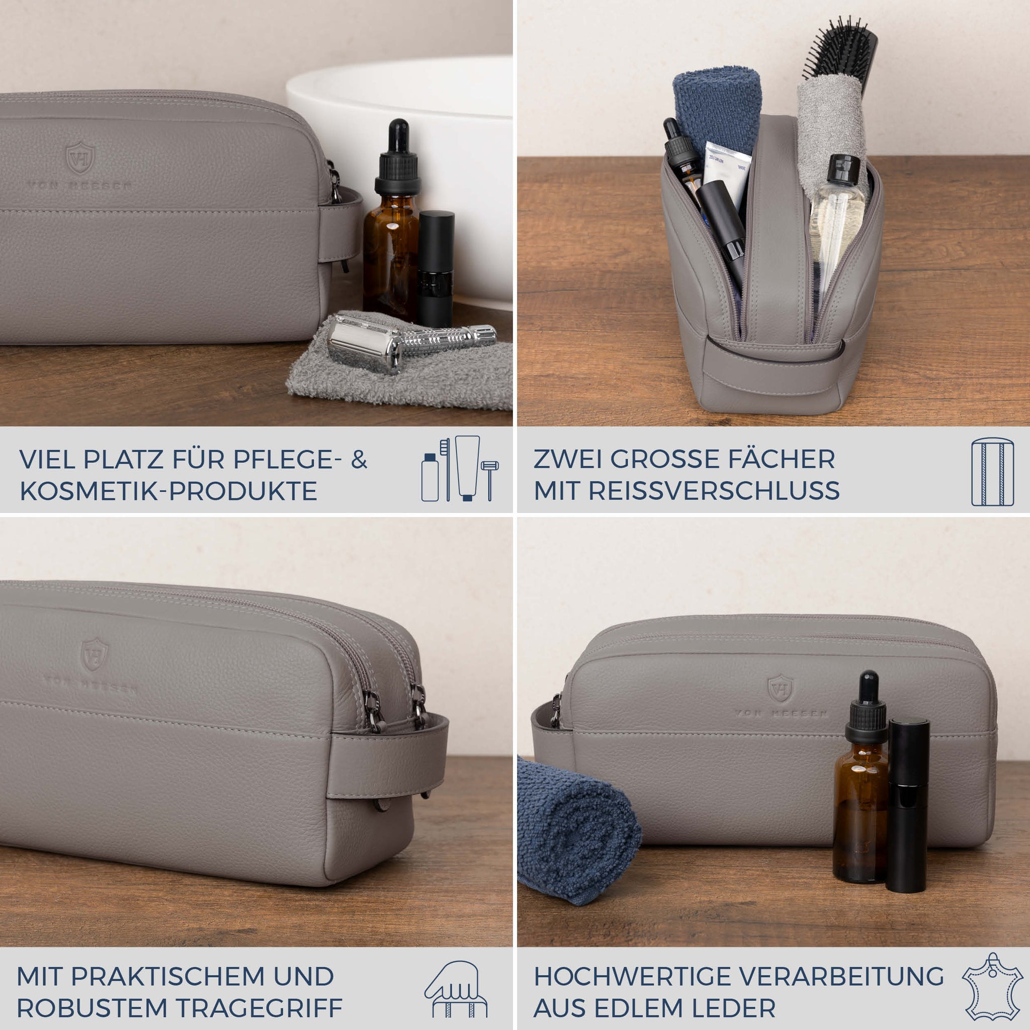 Kulturbeutel mit 2 Hauptfächern (Genarbt)