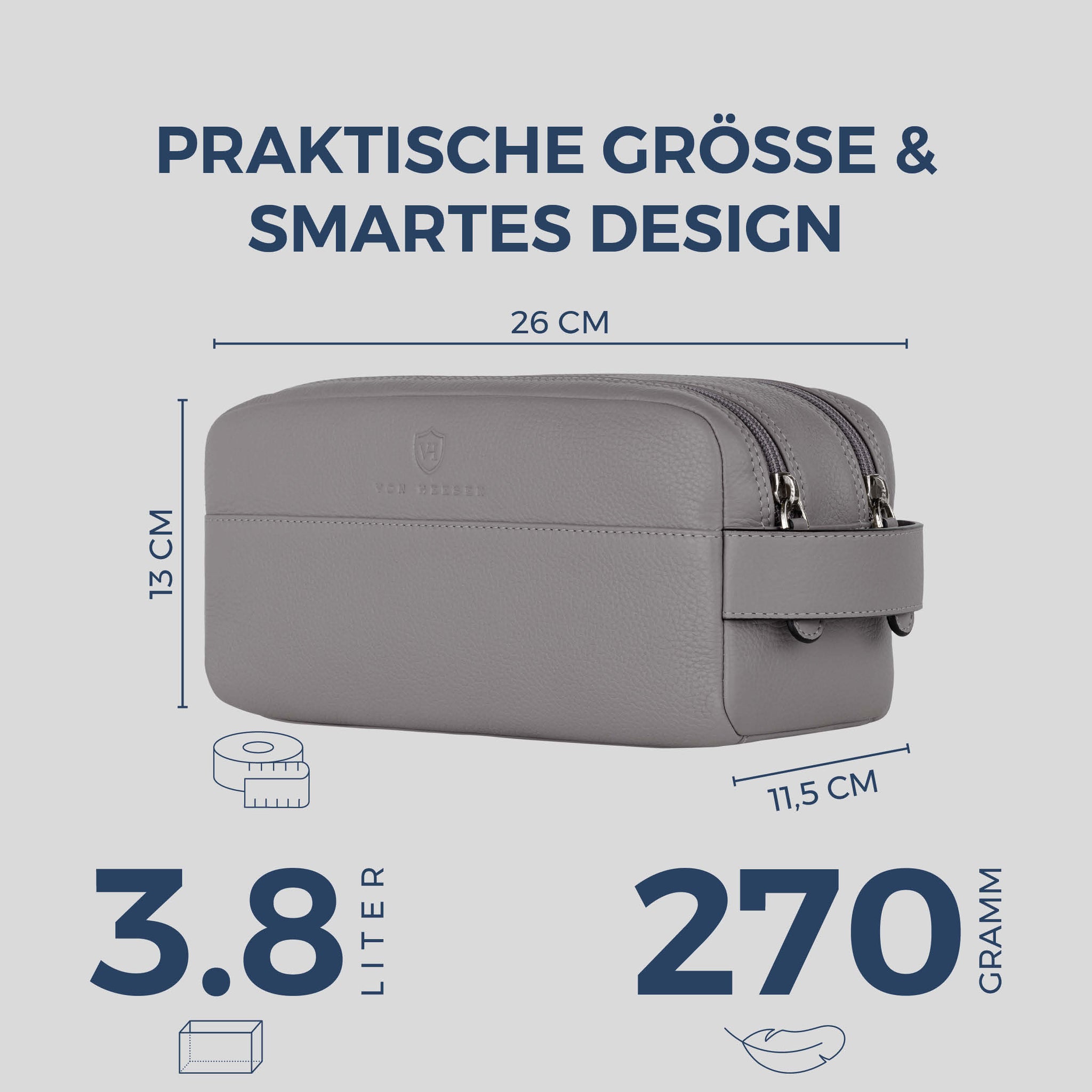 Kulturbeutel mit 2 Hauptfächern (Genarbt)