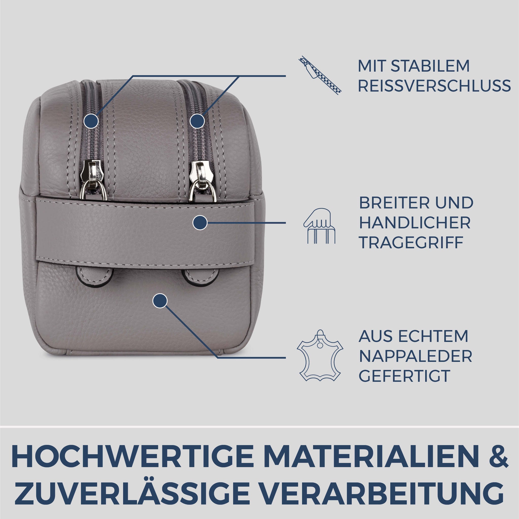 Kulturbeutel mit 2 Hauptfächern (Genarbt)