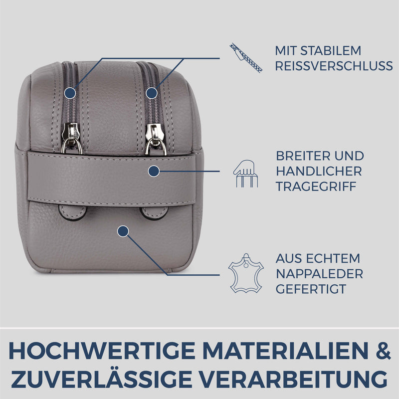 Kulturbeutel mit 2 Hauptfächern (Genarbt)