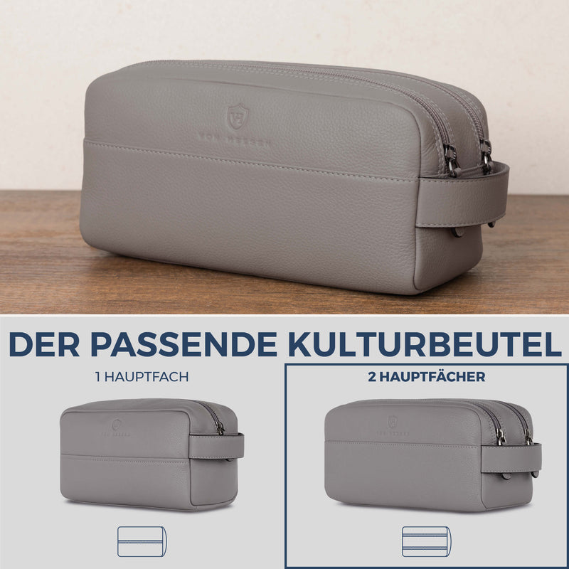 Kulturbeutel mit 2 Hauptfächern (Genarbt)