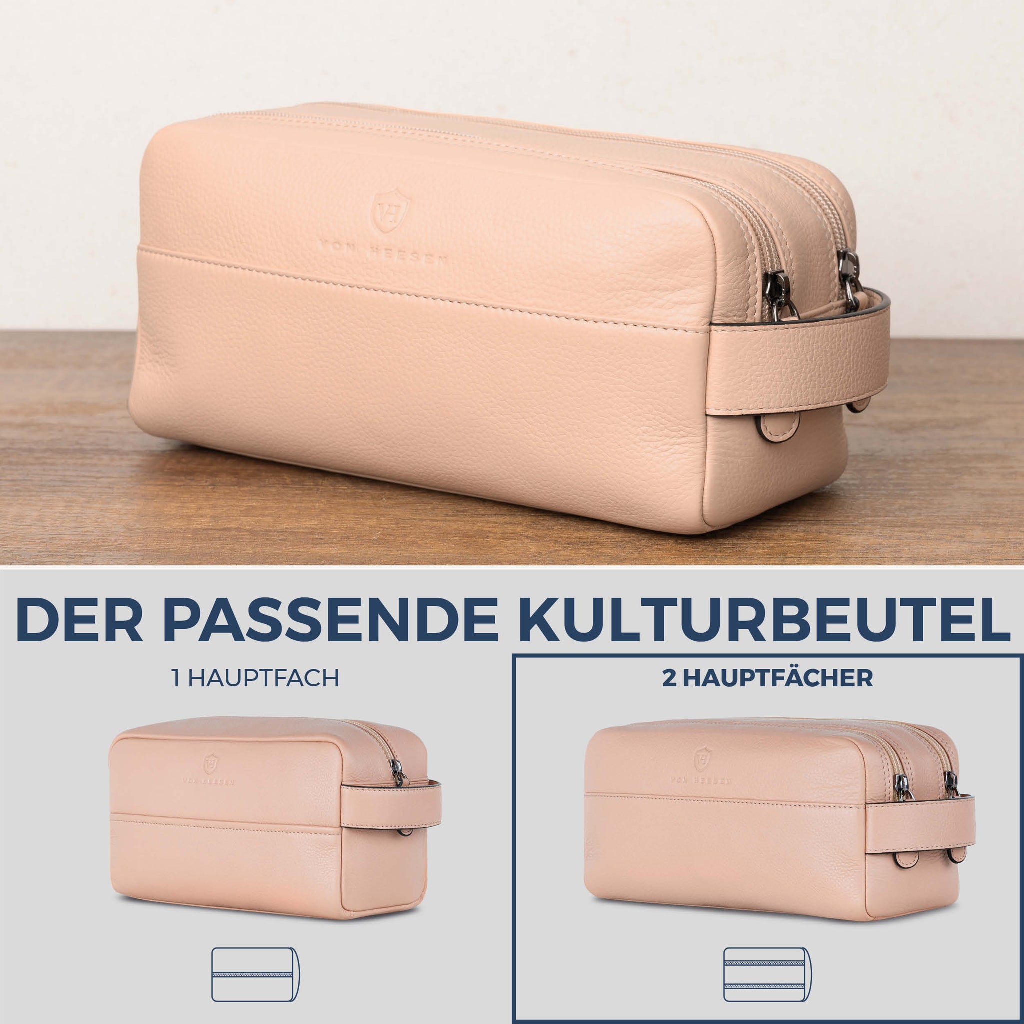 Kulturbeutel mit 2 Hauptfächern (Genarbt)