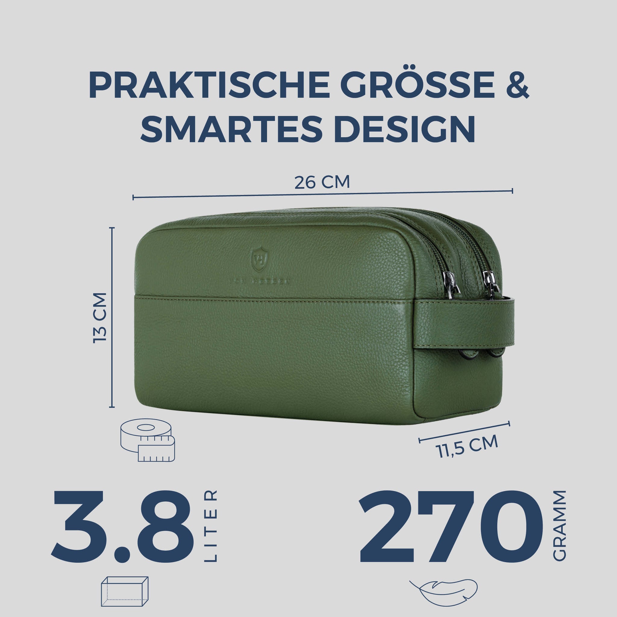 Kulturbeutel mit 2 Hauptfächern (Genarbt)