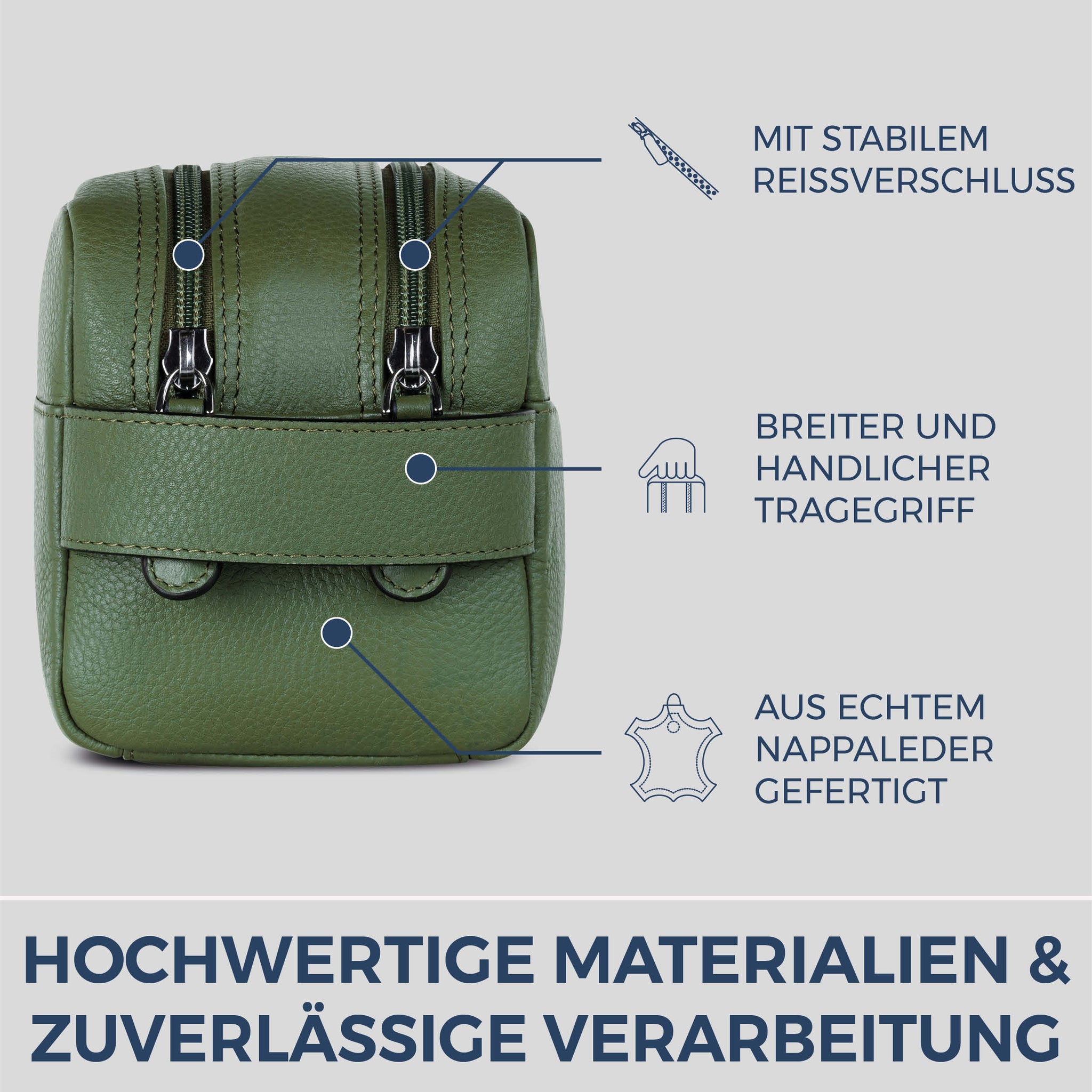 Kulturbeutel mit 2 Hauptfächern (Genarbt)