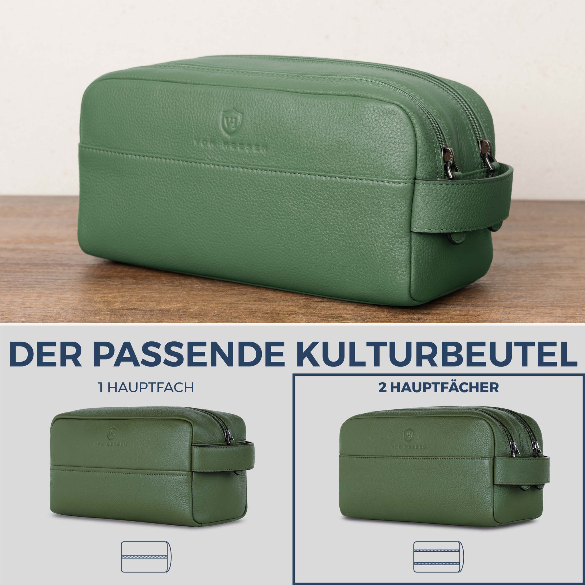 Kulturbeutel mit 2 Hauptfächern (Genarbt)