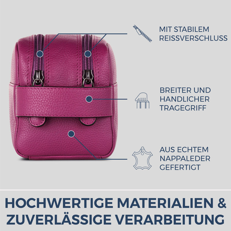 Kulturbeutel mit 2 Hauptfächern (Genarbt)