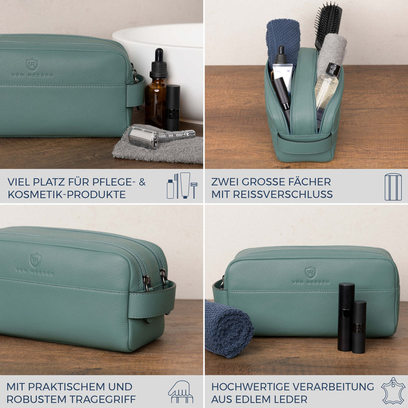 Kulturbeutel mit 2 Hauptfächern (Genarbt)