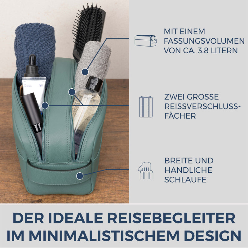 Kulturbeutel mit 2 Hauptfächern (Genarbt)