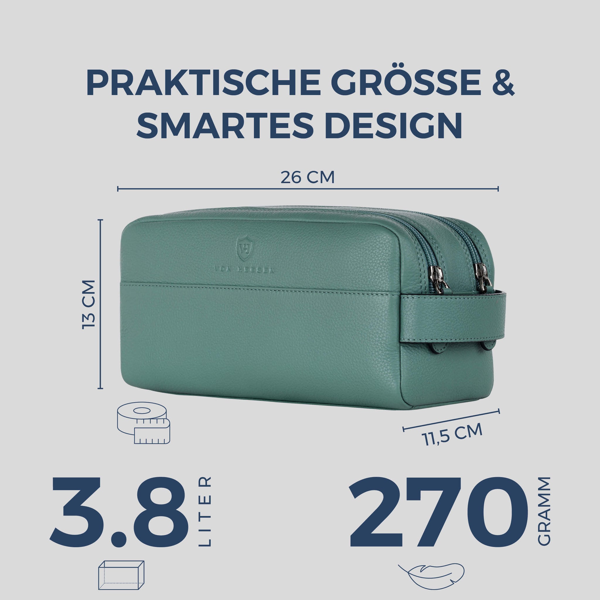 Kulturbeutel mit 2 Hauptfächern (Genarbt)