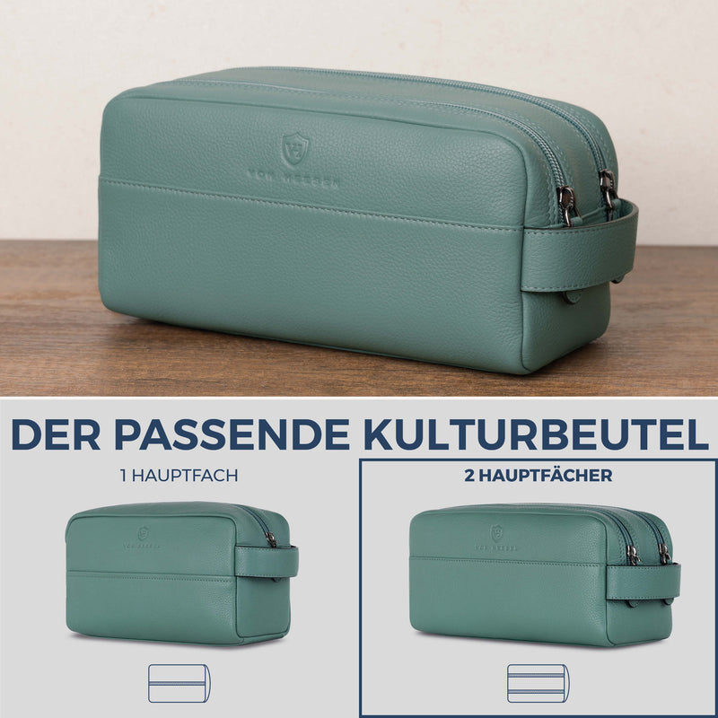 Kulturbeutel mit 2 Hauptfächern (Genarbt)