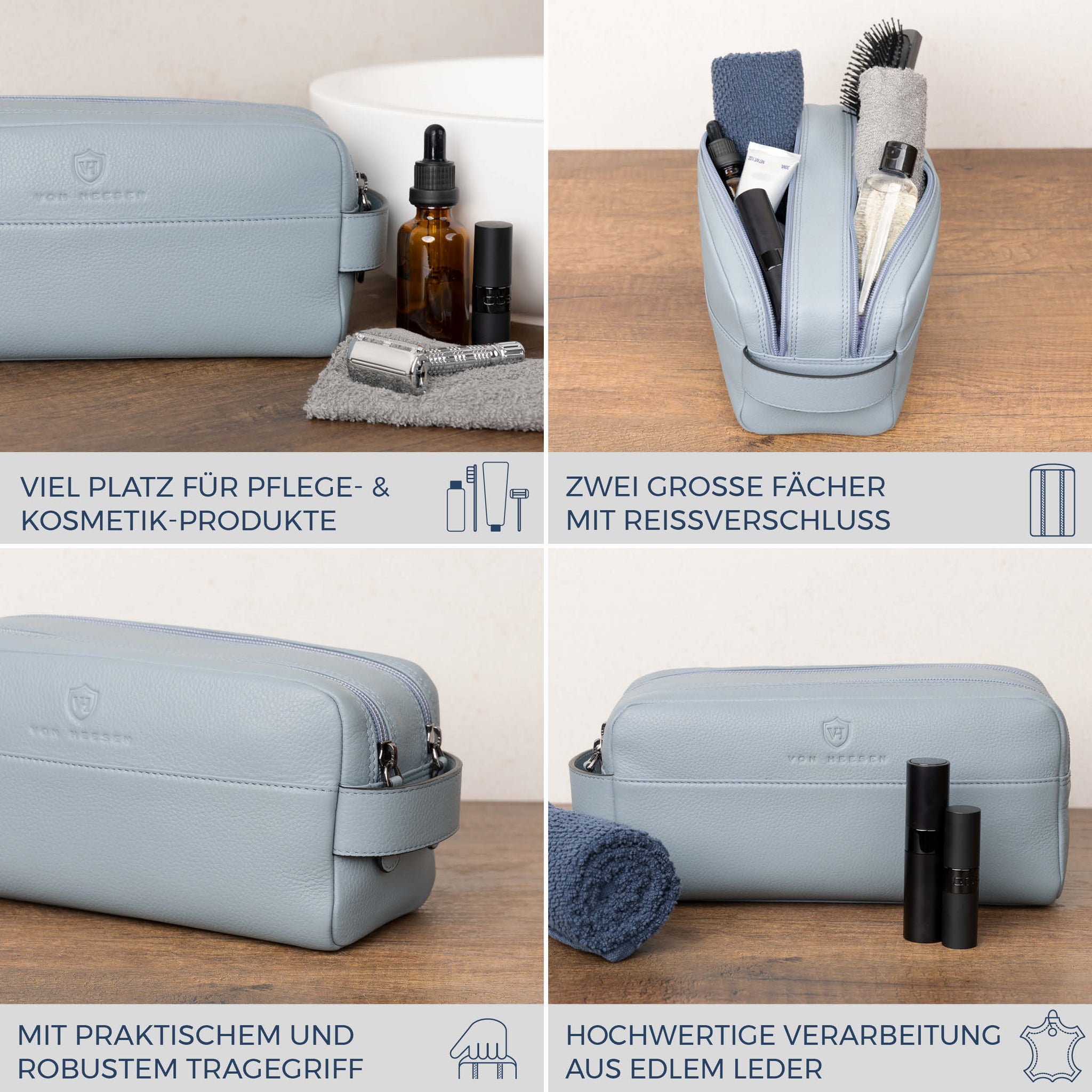 Kulturbeutel mit 2 Hauptfächern (Genarbt)