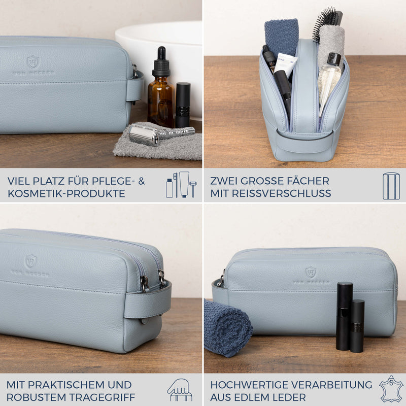 Kulturbeutel mit 2 Hauptfächern (Genarbt)