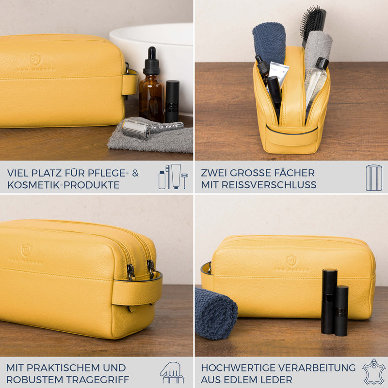 Kulturbeutel mit 2 Hauptfächern (Genarbt)