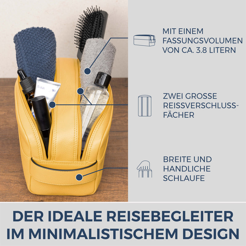 Kulturbeutel mit 2 Hauptfächern (Genarbt)