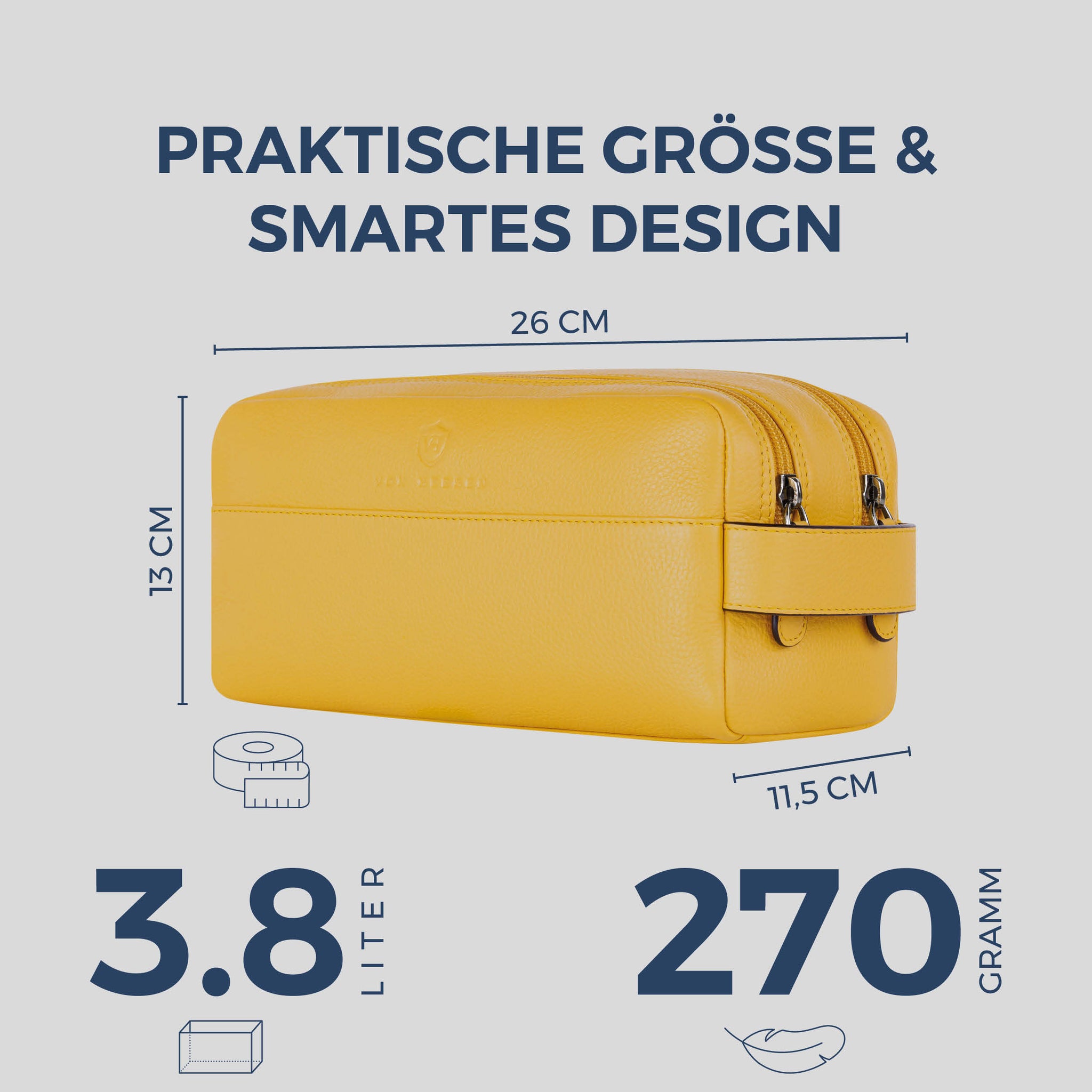 Kulturbeutel mit 2 Hauptfächern (Genarbt)