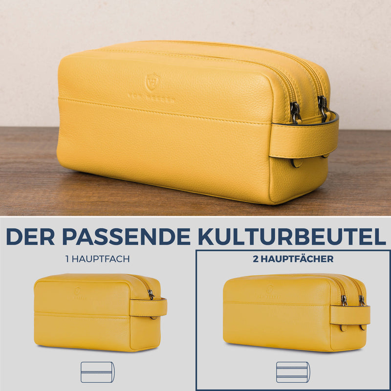 Kulturbeutel mit 2 Hauptfächern (Genarbt)