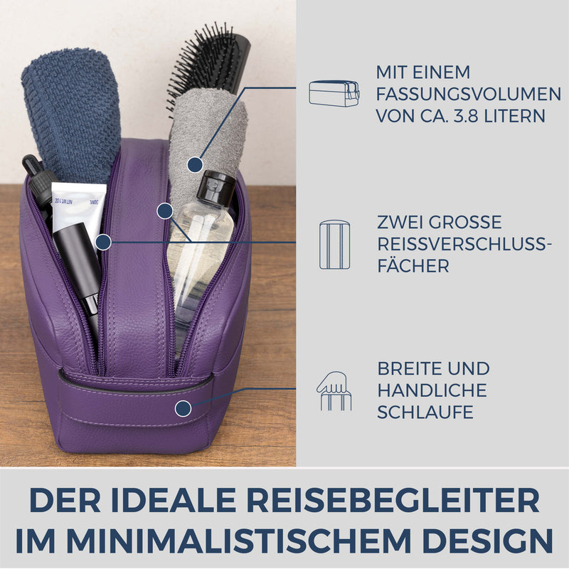 Kulturbeutel mit 2 Hauptfächern (Genarbt)