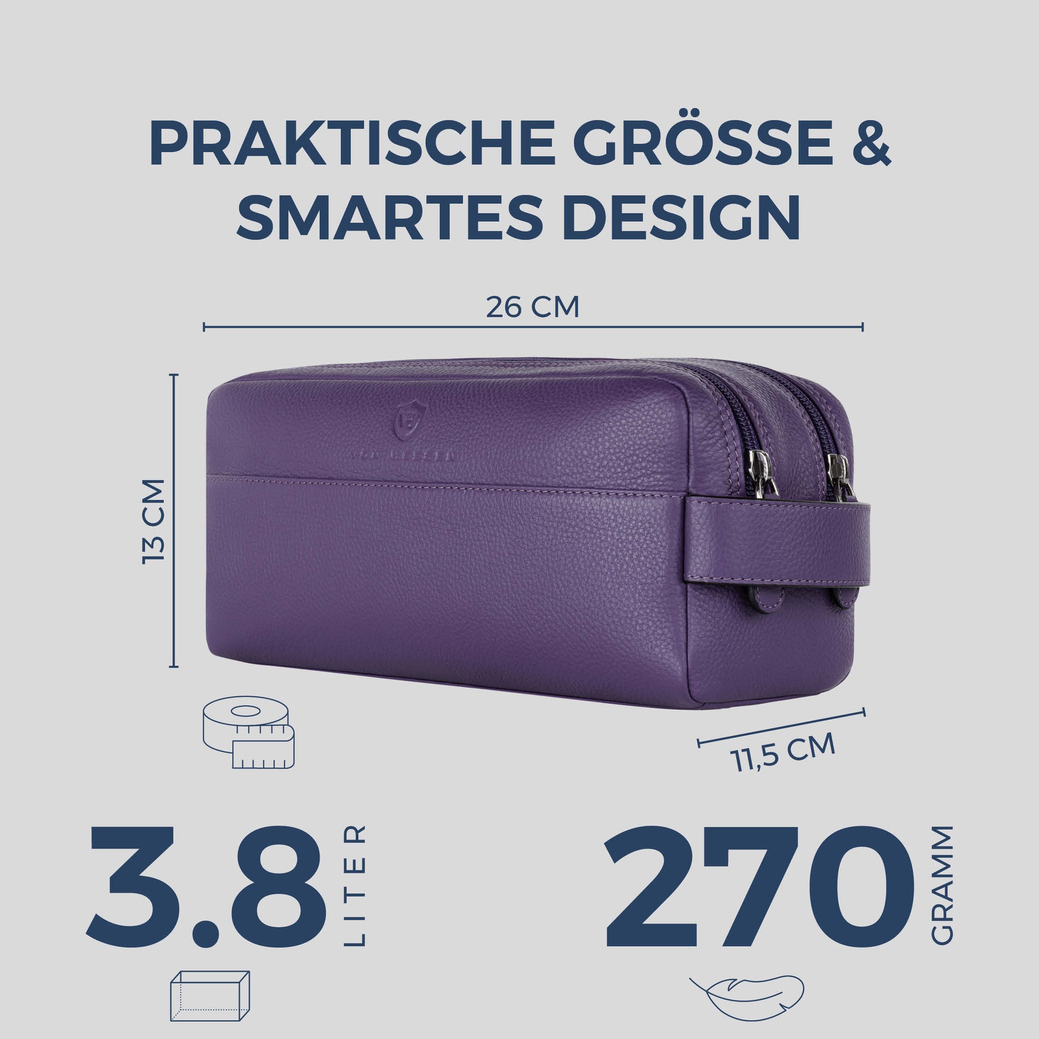 Kulturbeutel mit 2 Hauptfächern (Genarbt)