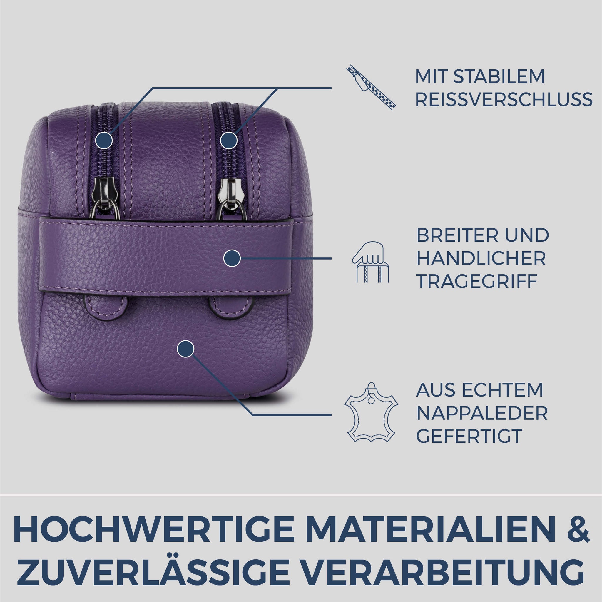 Kulturbeutel mit 2 Hauptfächern (Genarbt)