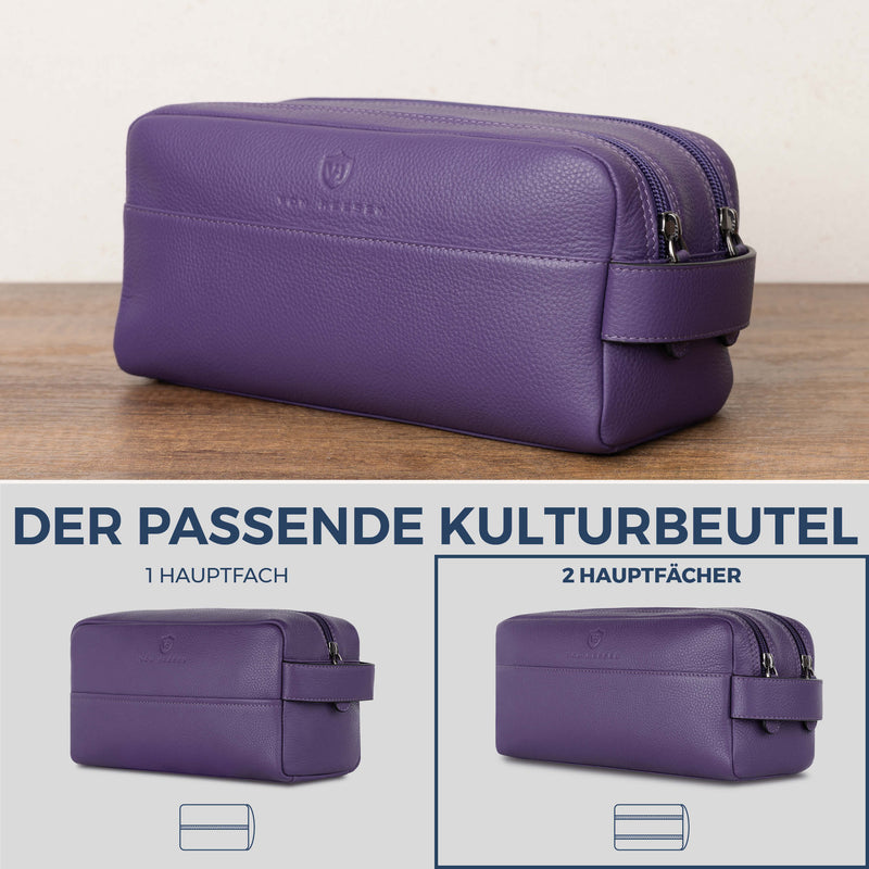 Kulturbeutel mit 2 Hauptfächern (Genarbt)