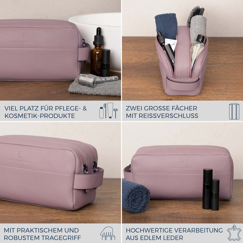 Kulturbeutel mit 2 Hauptfächern (Genarbt)