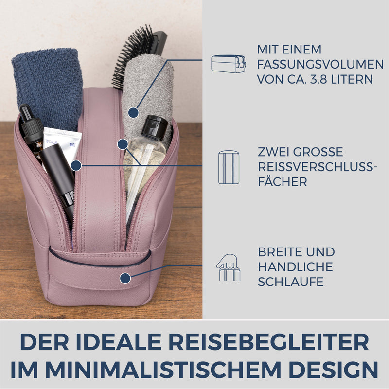 Kulturbeutel mit 2 Hauptfächern (Genarbt)