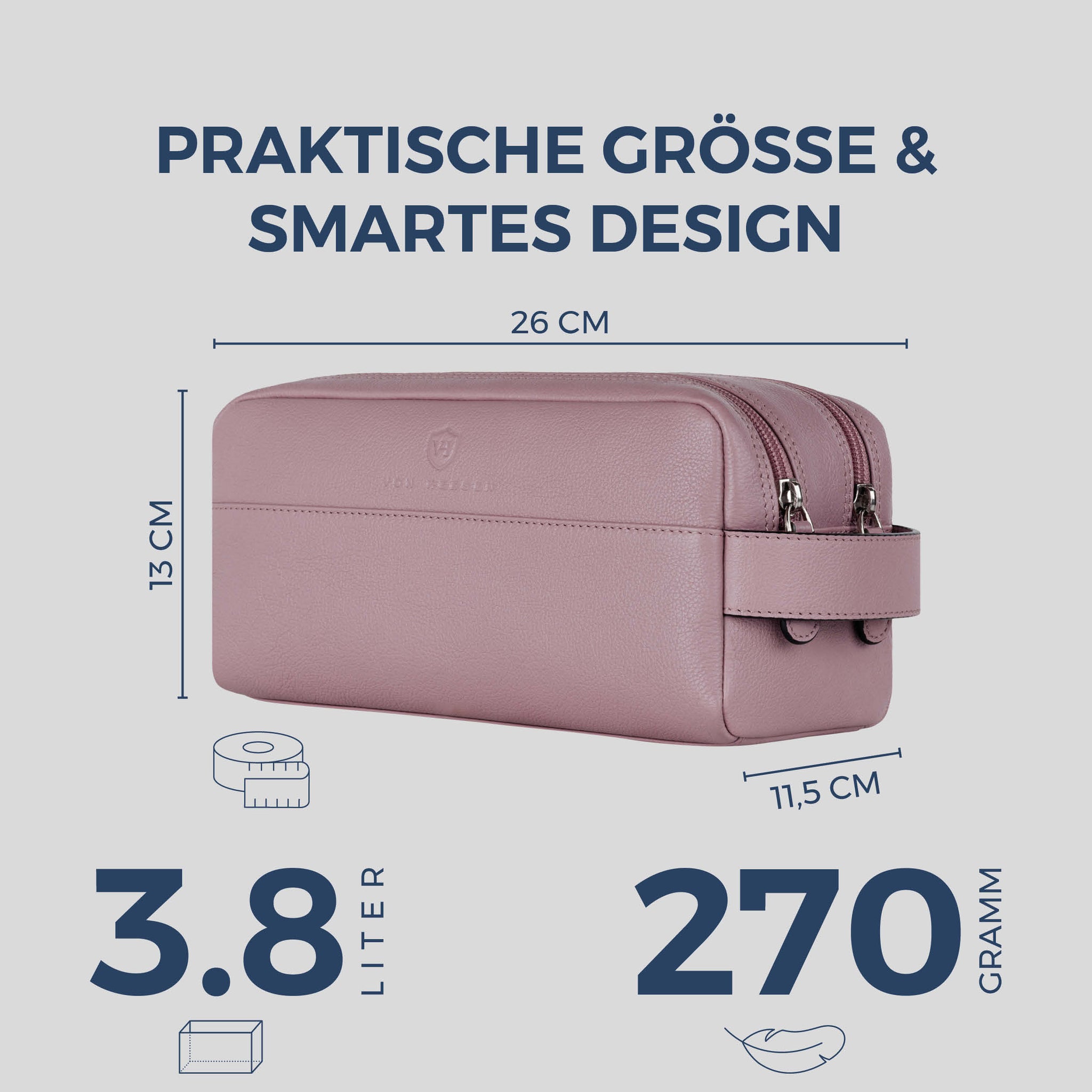 Kulturbeutel mit 2 Hauptfächern (Genarbt)