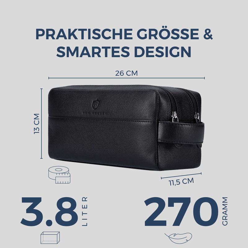 Kulturbeutel mit 2 Hauptfächern (Saffiano)