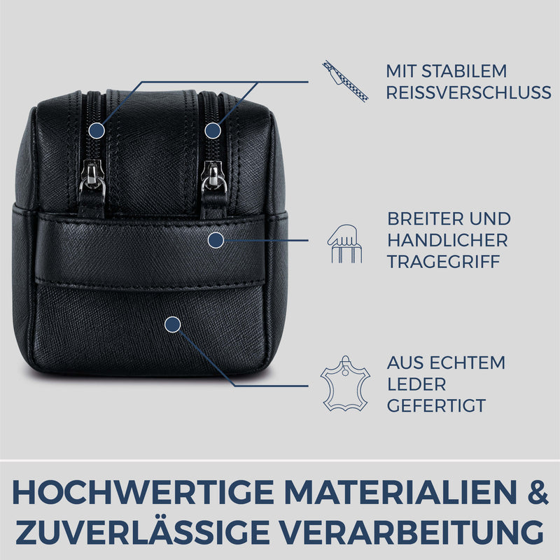 Kulturbeutel mit 2 Hauptfächern (Saffiano)