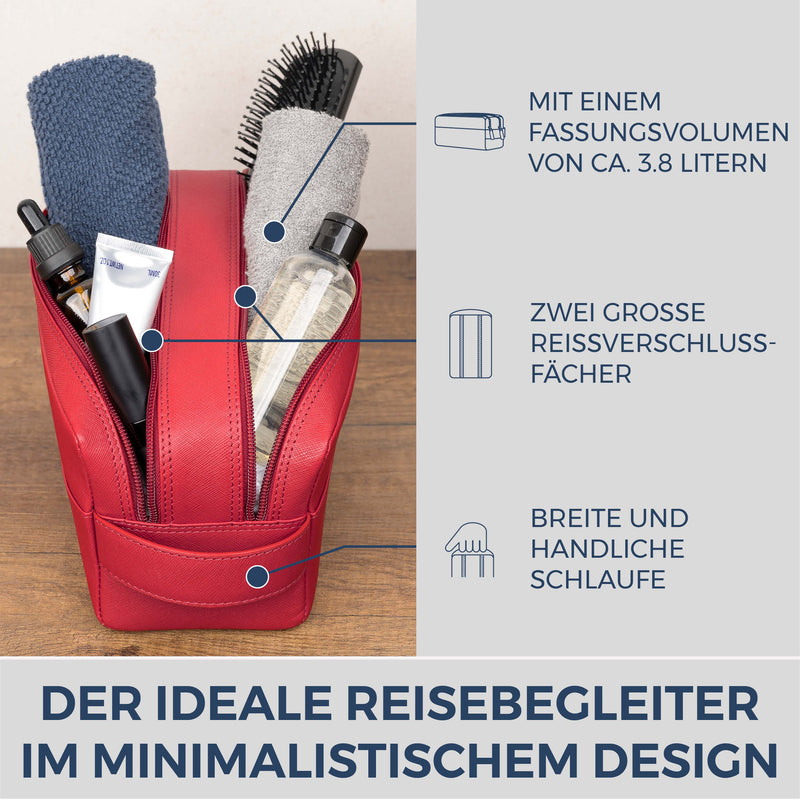 Kulturbeutel mit 2 Hauptfächern (Saffiano)