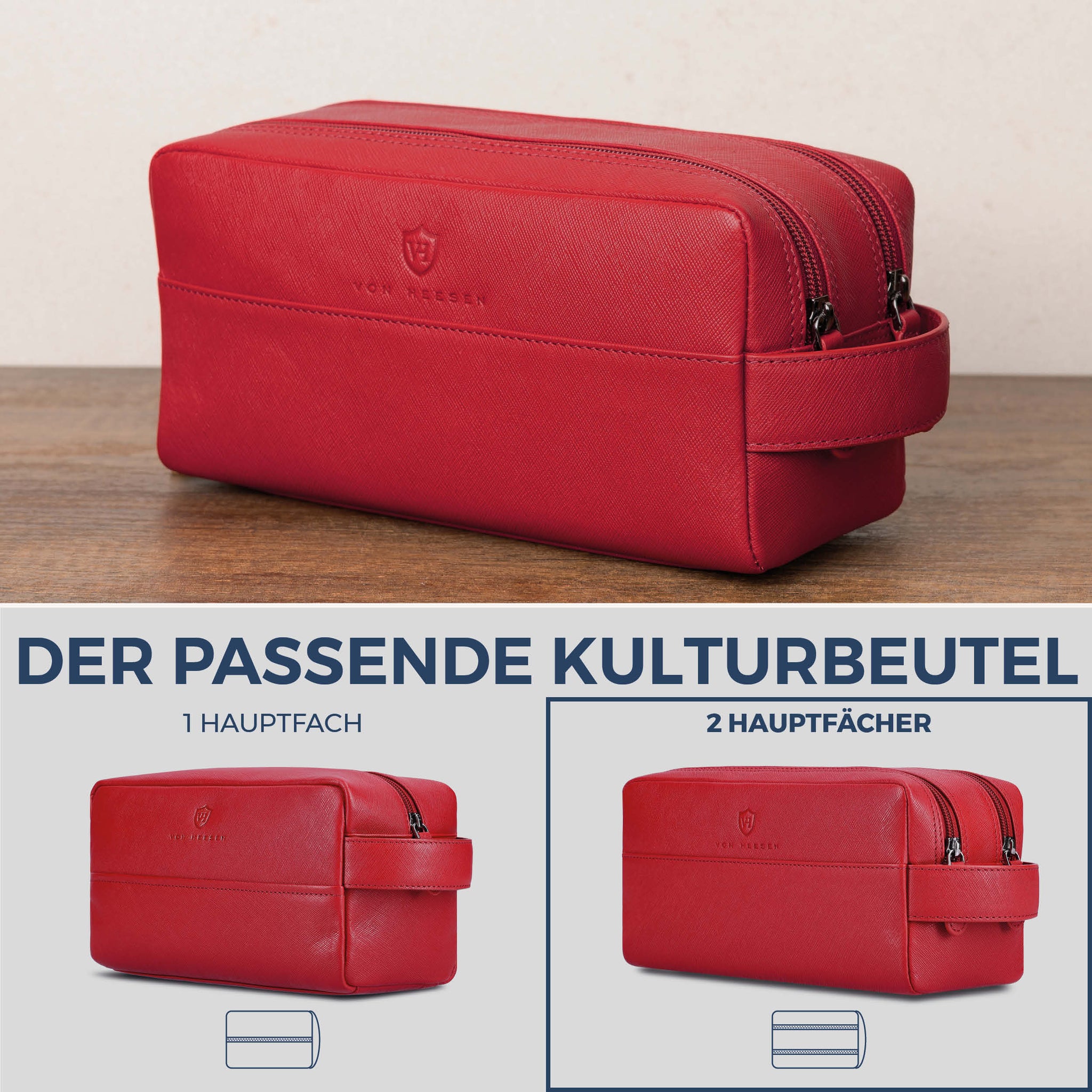 Kulturbeutel mit 2 Hauptfächern (Saffiano)