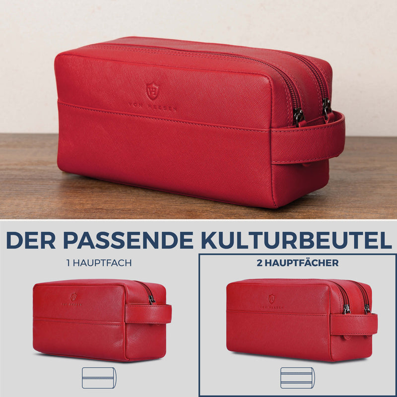 Kulturbeutel mit 2 Hauptfächern (Saffiano)