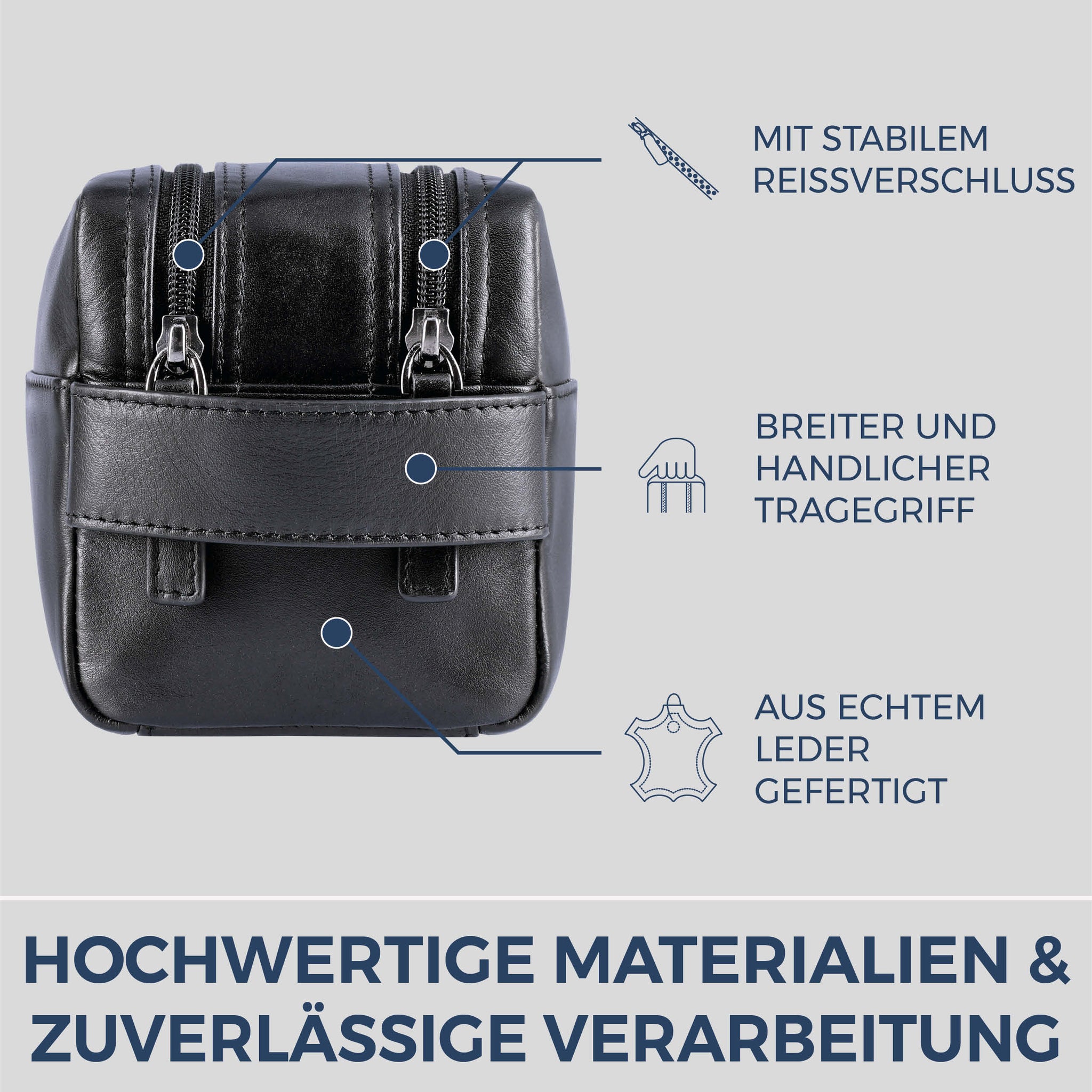 Kulturbeutel mit 2 Hauptfächern (Glatt)