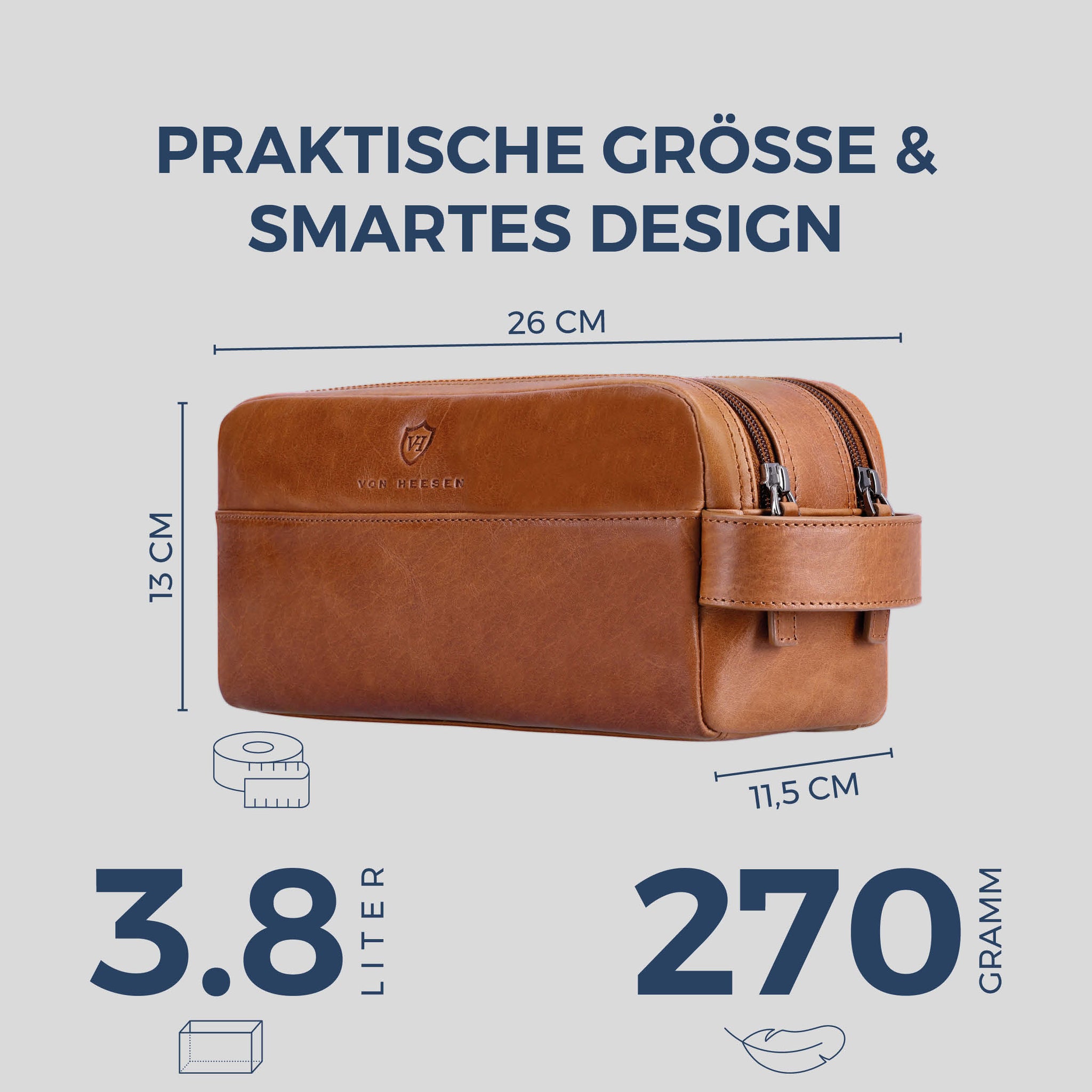 Kulturbeutel mit 2 Hauptfächern (Glatt)