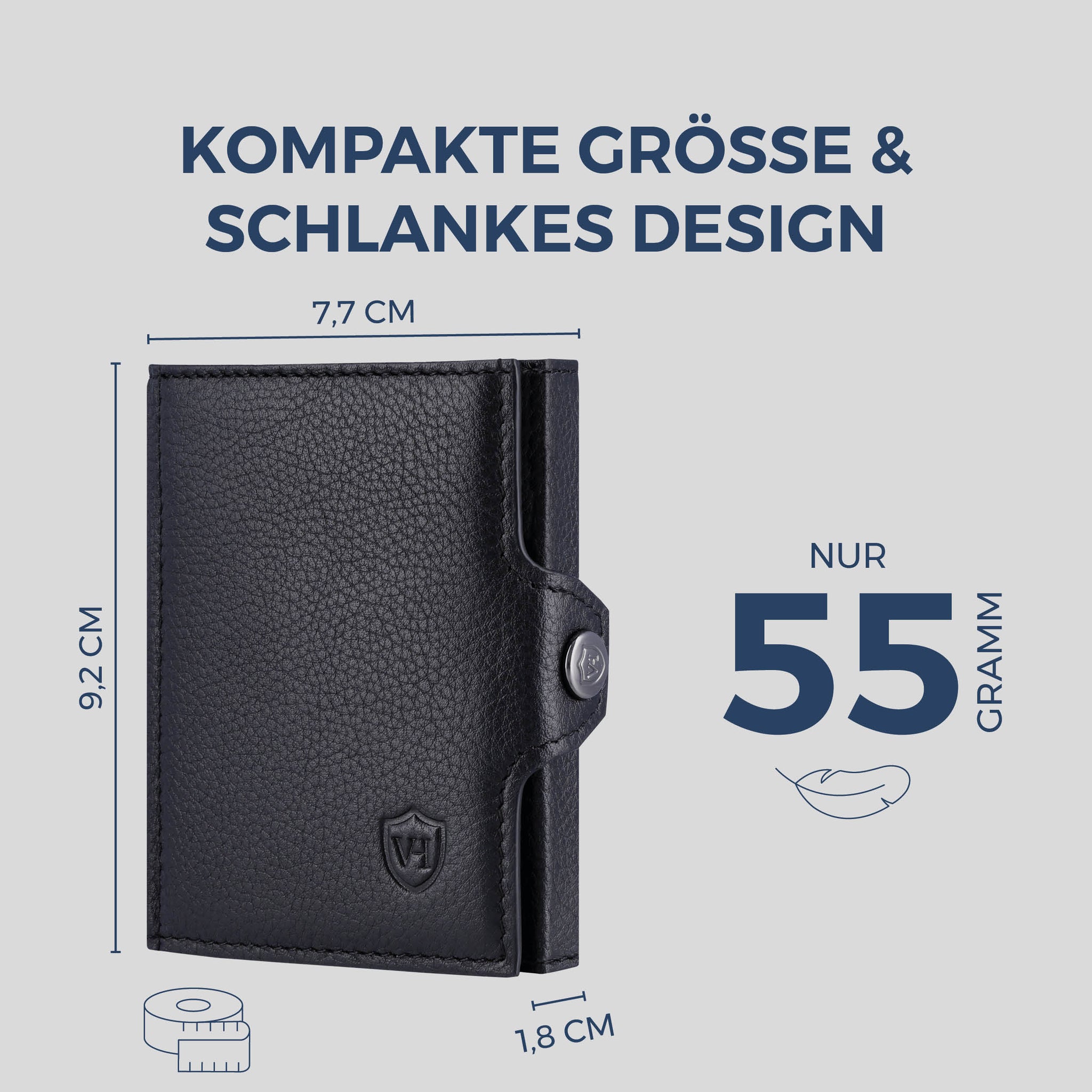 Slim Wallet mit RFID-Schutz & 8 Kartenfächer (Genarbt)