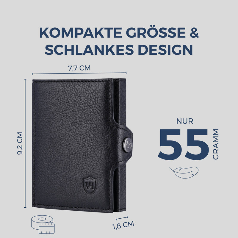 Slim Wallet mit RFID-Schutz & 8 Kartenfächer (Genarbt)